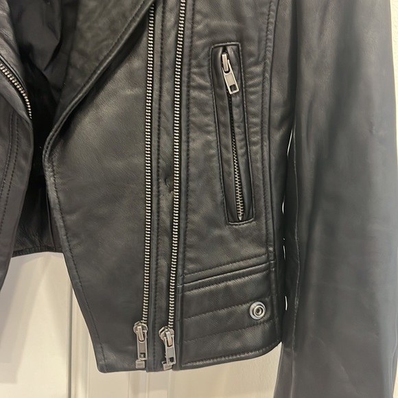 Linea Pelle Collection black leather biker jacket XS perfect condition - Picture 4 of 8